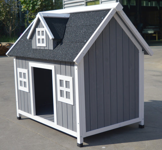 YES4PETS Grey Large Timber Pet Dog Puppy Wooden Cabin Kennel Timber House