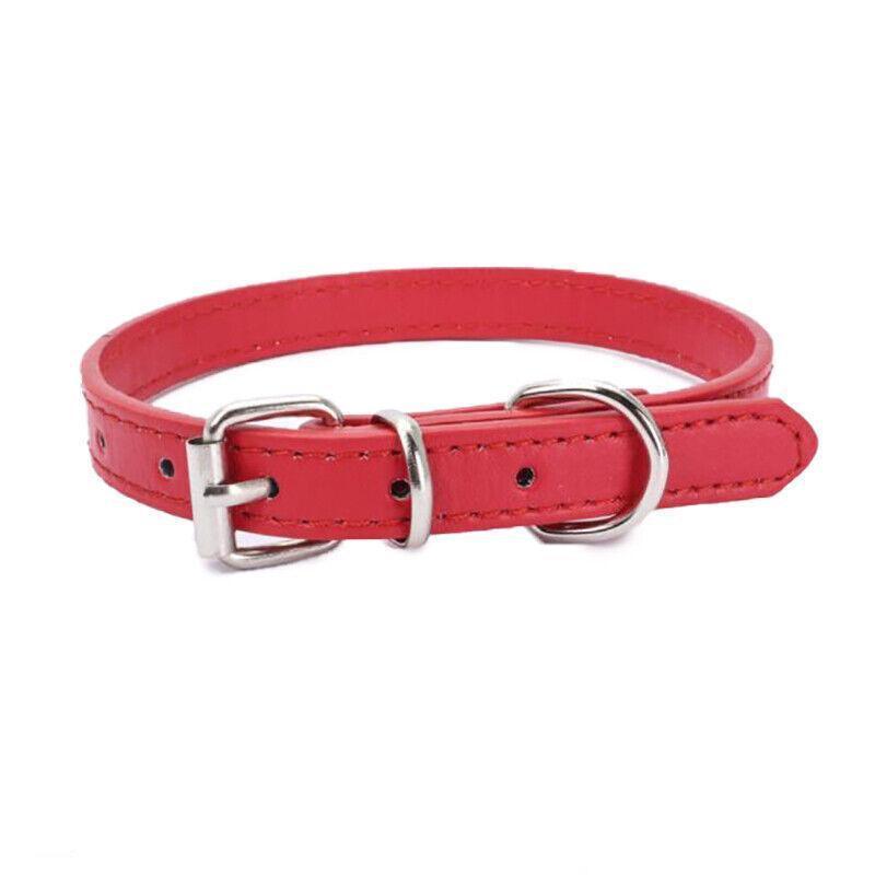 Dog Collar Pet Puppy Adjustable Neck Strap Pu Leather S - Blue