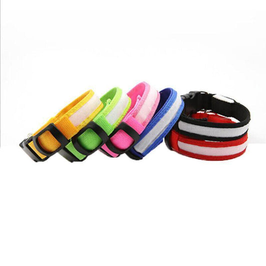 XL Size USB Rechargeable LED Dog Collar Nylon Glow Flashing Light Up Gear - Orange