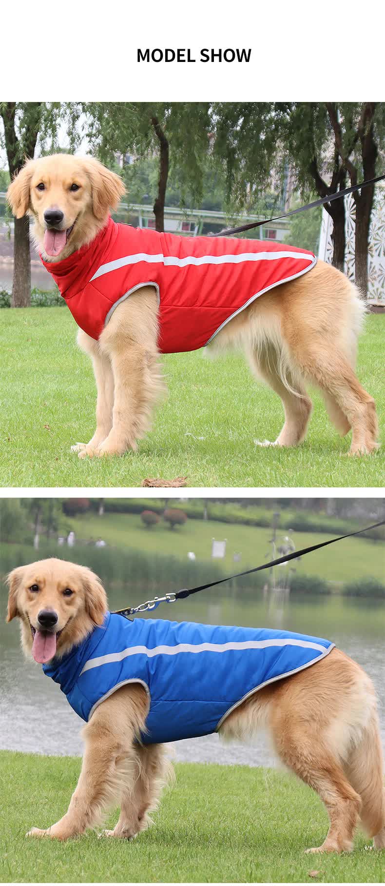 Size 6XL Pink Reflective Winter Dog Jacket - Warm & Waterproof Outdoor Coat for Large Breeds