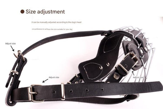 Black Metal Basket Dog Muzzle - Anti-Bite & Anti-Barking - M