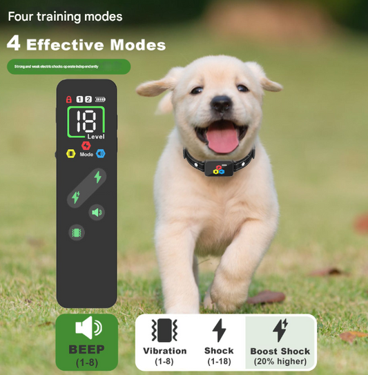 Black Rechargeable Remote Dog Training Collar - Waterproof E-Collar with Beep, Vibration & Shock Modes