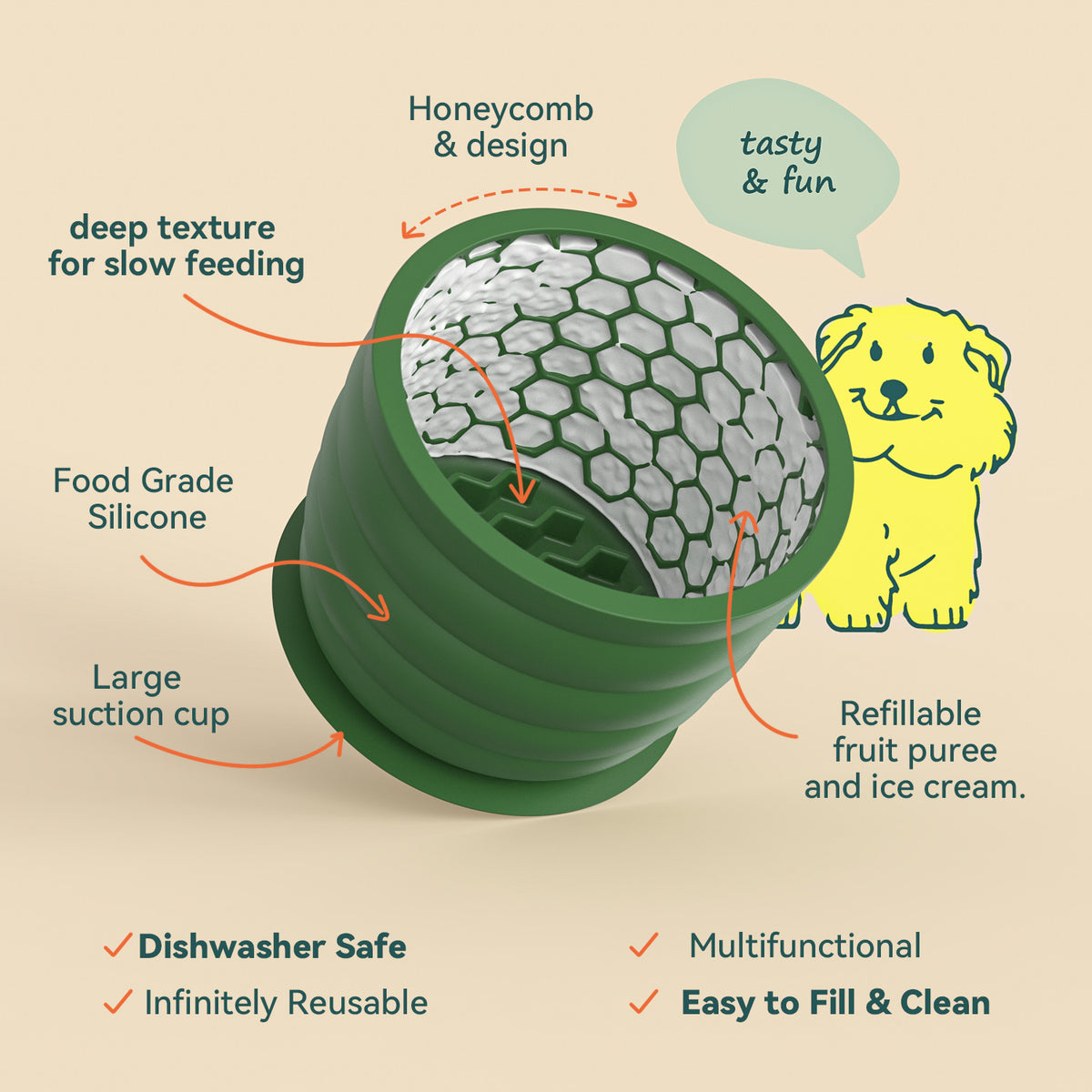 Green Large Anti-Choke Slow Feeder Dog Bowl - Non-Slip, Spill-Resistant Pet Feeding Dish