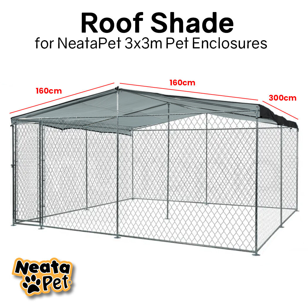 NEATAPET Shade Roof for 3x3m Dog Run Pet Enclosure, UV & Water Resistant, Black colour