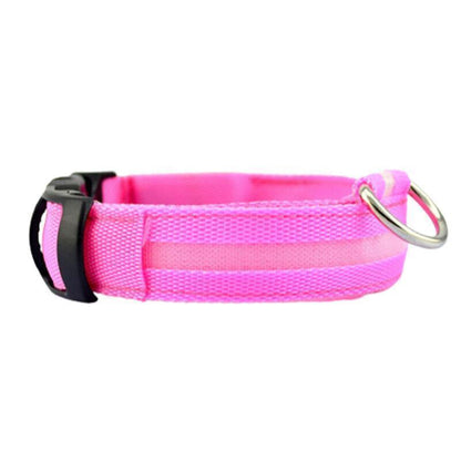 XL Size USB Rechargeable LED Dog Collar Nylon Glow Flashing Light Up Gear - Orange