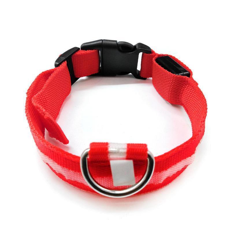 M Size USB Rechargeable LED Dog Collar Nylon Glow Flashing Light Up Pet Collar - Yellow