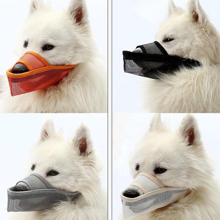 Dog Mouth Cover Anti-Bite Mesh Dog Mouth Cover Medium And Large Dogs Anti-Drop Mask L - Gray