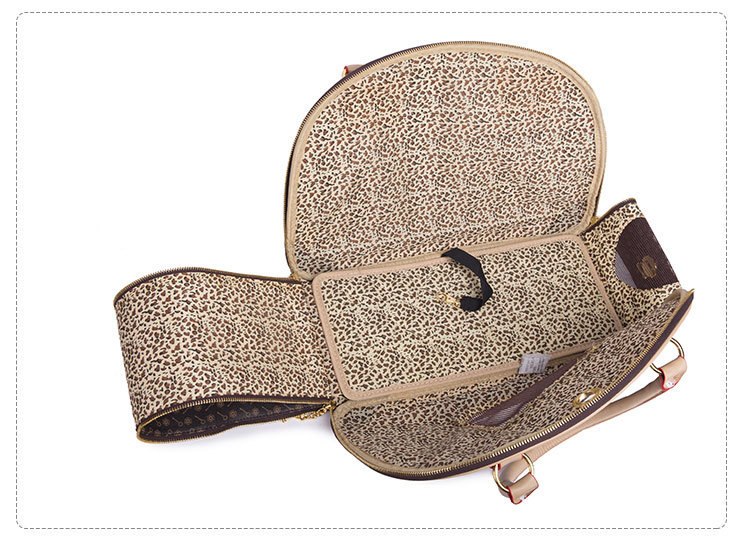 Portable Pet Travel Bag - Anti-Crush Dog Carrier for Outdoor Trips (L-42x29x18cm, Coffee Color)