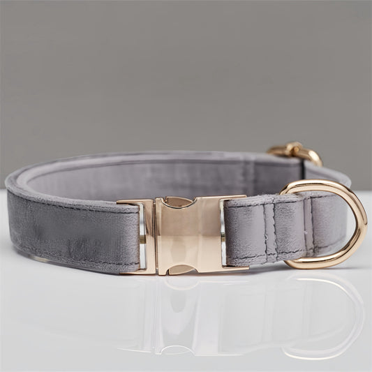Grey Durable Dog Collar with Metal Buckle - Adjustable Nylon Pet Collar for Small to Large Dogs Size L