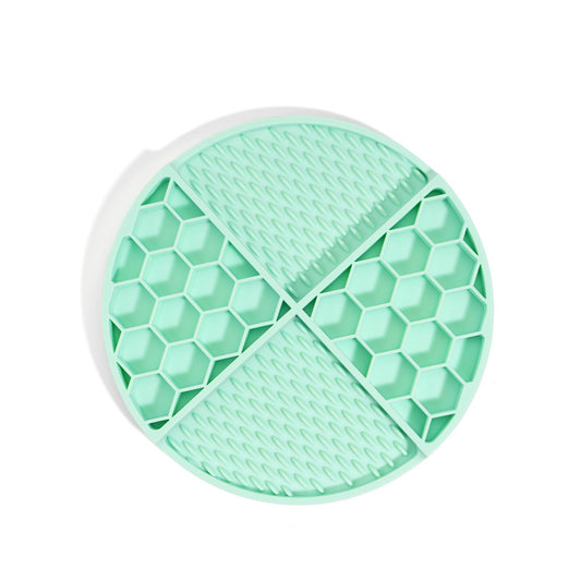 2 Pcs Mint Green Honeycomb Pet Slow Feeder Bowl - Anti-Choke Silicone Lick Mat with Suction for Dogs