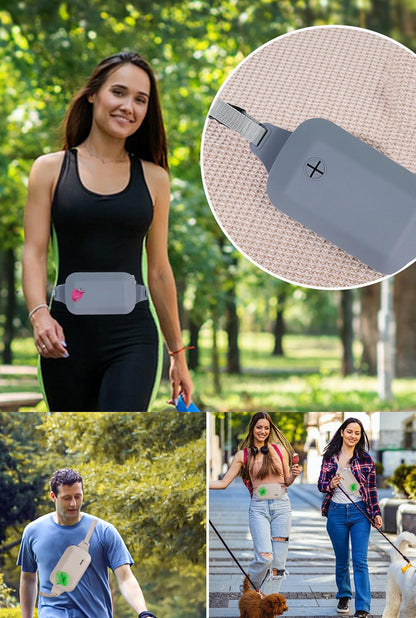 Beige Silicone Pet Treat Pouch for Dog Training - Portable Waist Bag with Waste Bag Holder