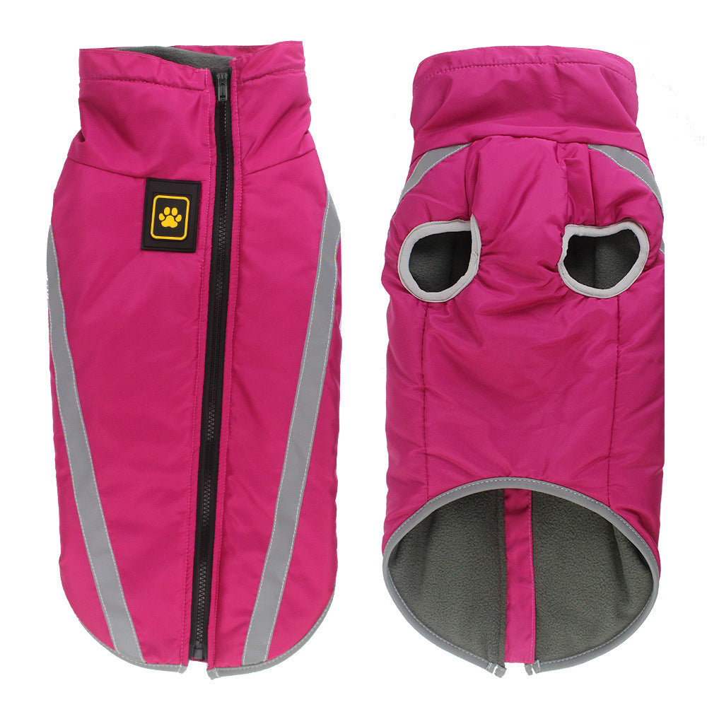 Size 5XL Pink Reflective Winter Dog Jacket - Warm & Waterproof Outdoor Coat for Large Breeds