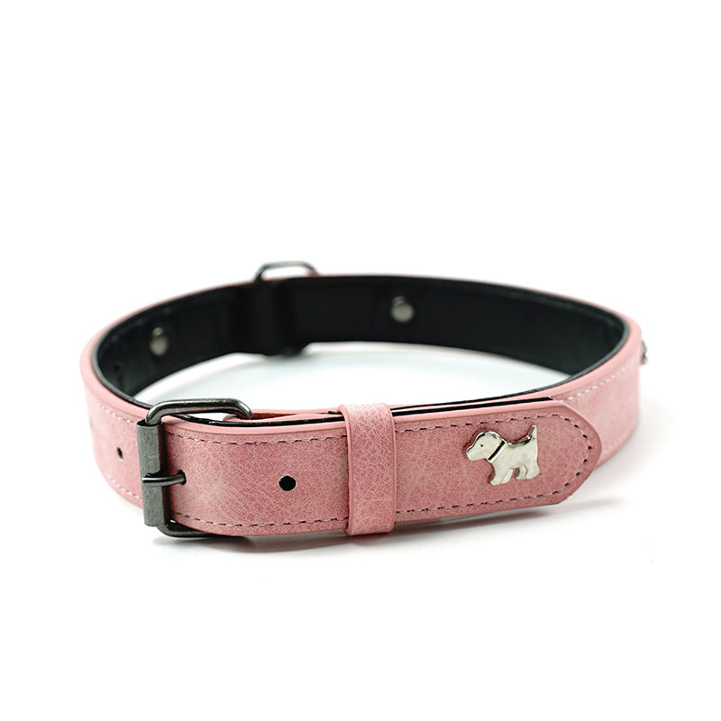 2 PCS Soft Leather Dog Collar - Adjustable & Durable for Medium/Large Dogs S-(48*2.0cm)