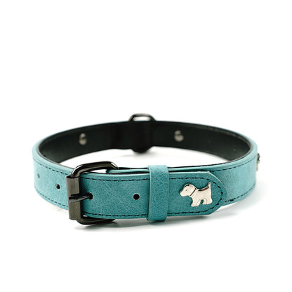 2 PCS Green Soft Leather Dog Collar - Adjustable & Durable for Medium/Large Dogs M-(58*2.5cm)