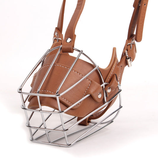 Brown Metal Basket Dog Muzzle - Anti-Bite & Anti-Barking - M