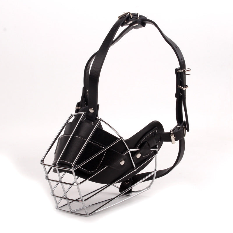 Black Metal Basket Dog Muzzle - Anti-Bite & Anti-Barking - L