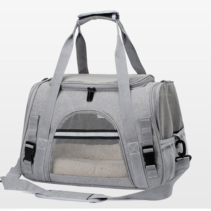 Portable Pet Bag for Small Dogs and Cats - Gray Travel Tote with Pet Mat (44x25x28cm)