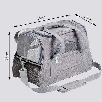 Portable Pet Bag for Small Dogs and Cats - Dark blue Travel Tote with Pet Mat (44x25x28cm)