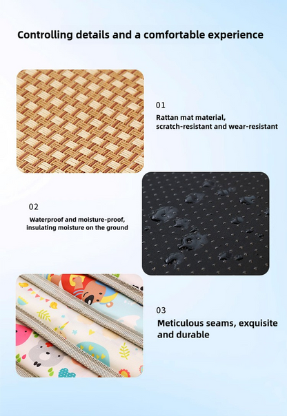 Size S Style 1 Pink And Brown Pet Cooling Mat for Dogs and Cats - Summer Breathable Woven Rattan Bed with Sponge Cushion, Durable and Chew-Resistant