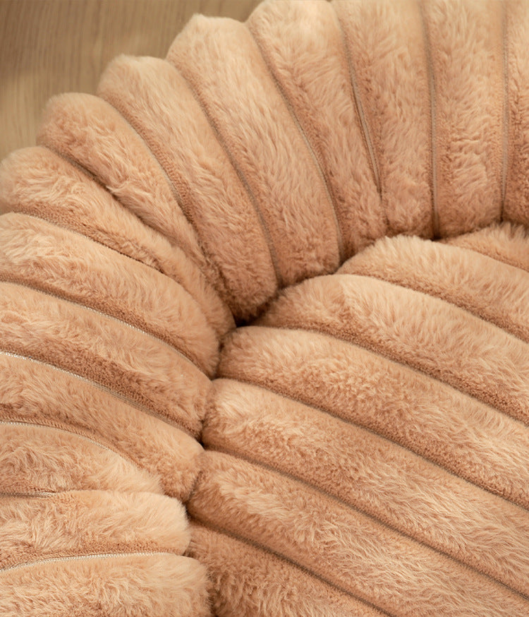 Grey Outer diameter 40cm Plush High-Weight Pet Bed - Cozy Velvet Cat & Dog Nest with Soft Cushion