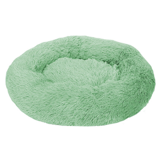 Green 50cm Cozy Round Pet Bed - Plush Cat & Dog Bed with Non-Slip Base, Machine Washable