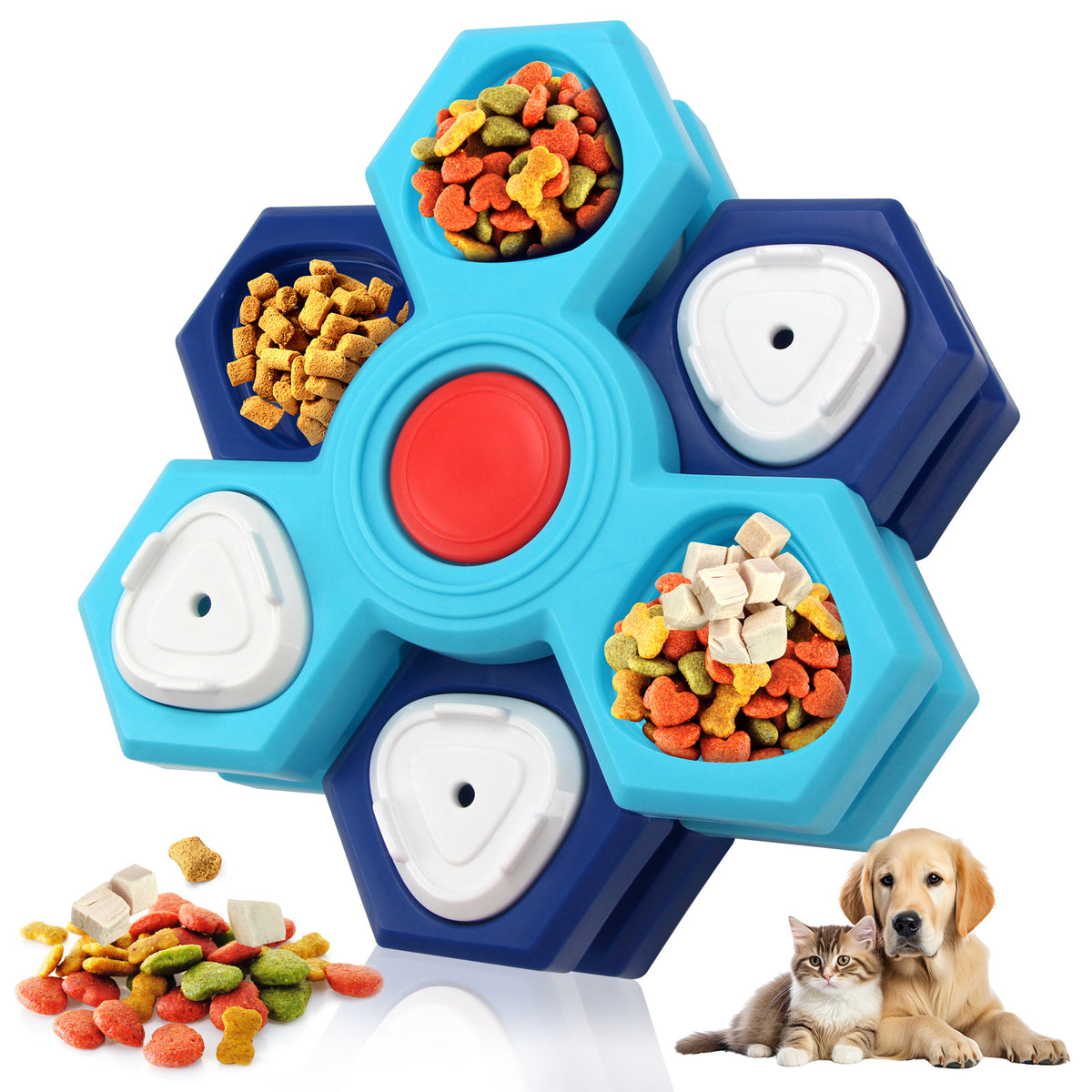 2Pcs Interactive Dog Puzzle Toy - 4 Spinning Layers Treat Dispensing Feeder for Mental Stimulation
