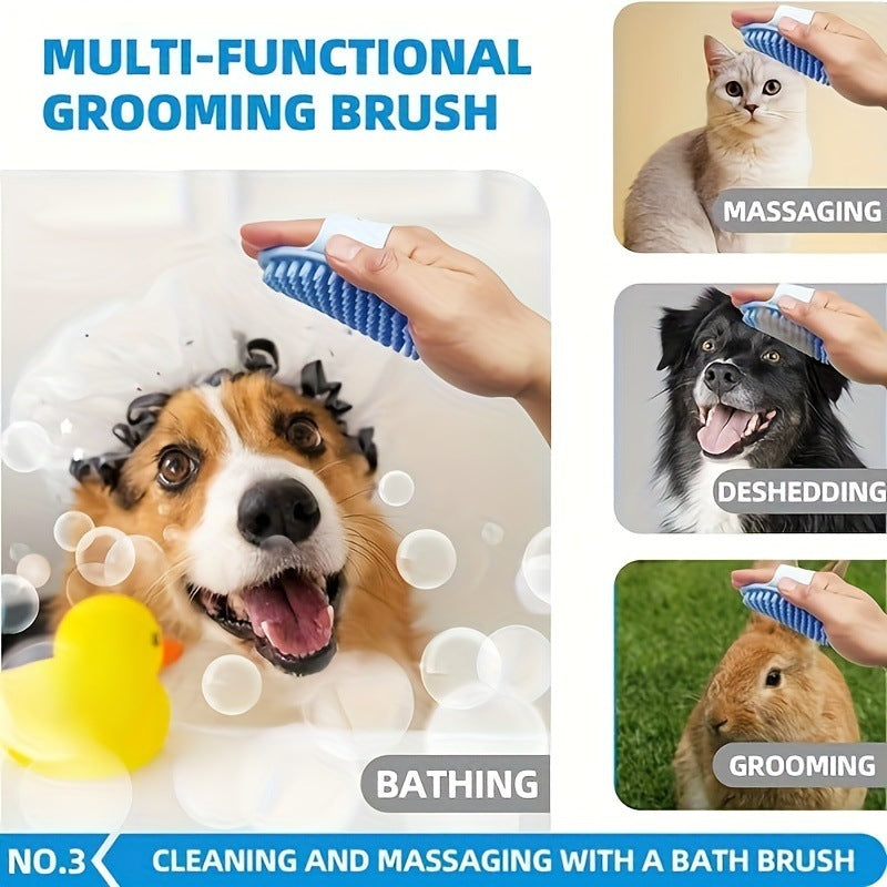 Grey 6-Piece Dog Grooming Bath Set - Absorbent Microfiber Towels & Wash Mitts for Shiny Coats
