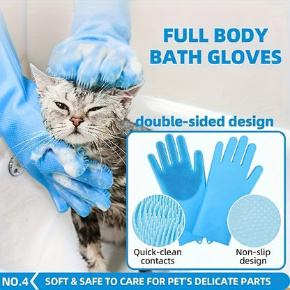 Pink 6-Piece Dog Grooming Bath Set - Absorbent Microfiber Towels & Wash Mitts for Shiny Coats