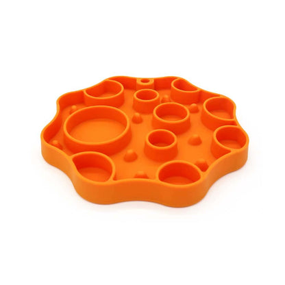 Silicone Dog Slow Feeder and Licking Mat - 2 in 1 Puzzle Bowl for Dog Slow Feeding(orange)