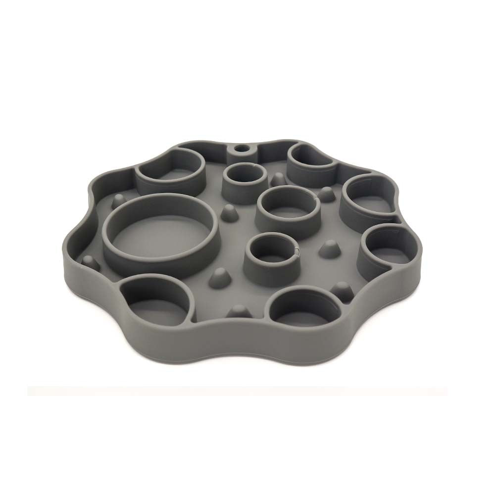 Silicone Dog Slow Feeder and Licking Mat - 2 in 1 Puzzle Bowl for Dog Slow Feeding(Dark gray)