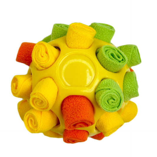 Rubber Snuffle Ball for Pets,Interactive Hollow Treat-Hiding Toy for Dogs and Cats(Orange)