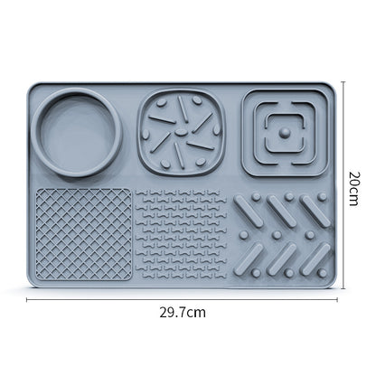 Pet Slow Feeder Lick Mat with Suction Cups - Anti-Anxiety Dog Feeding Mat(Grey)