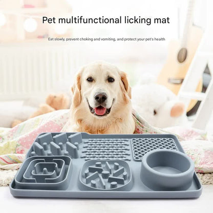 Pet Slow Feeder Lick Mat with Suction Cups - Anti-Anxiety Dog Feeding Mat(Pink)