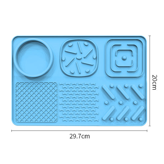 Pet Slow Feeder Lick Mat with Suction Cups - Anti-Anxiety Dog Feeding Mat(Blue)