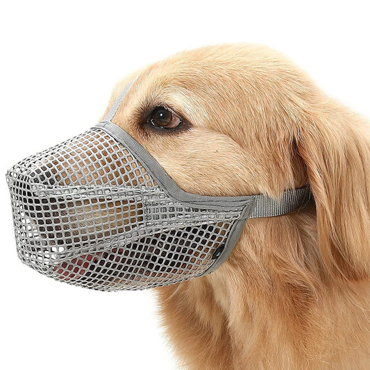 2 Pcs Size L Grey Breathable Mesh Dog Muzzle - Anti-Barking, Biting & Chewing - Adjustable & Comfortable Nylon Muzzle for Dogs