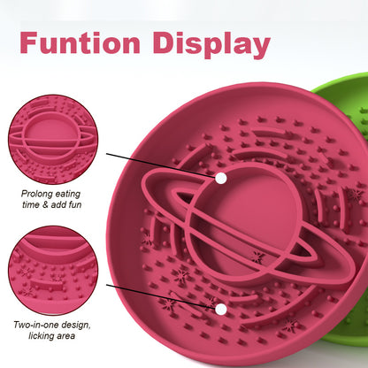 Apricot Silicone Planet Slow Feeder Dog Bowl - 2-in-1 Anti-Choke Lick Mat for Healthy Eating & Fun