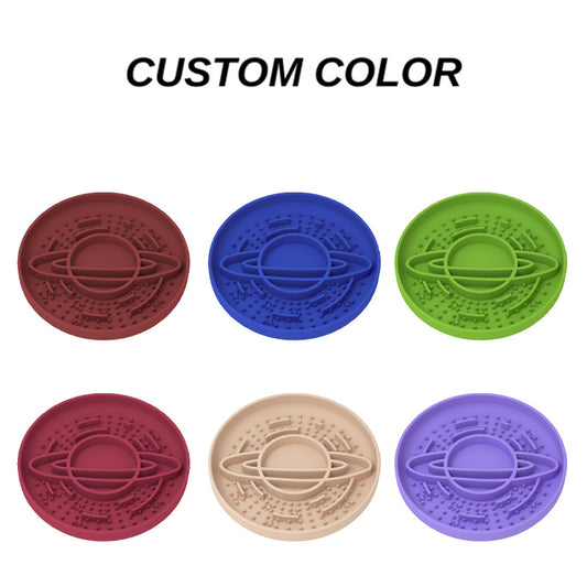 Green Silicone Planet Slow Feeder Dog Bowl - 2-in-1 Anti-Choke Lick Mat for Healthy Eating & Fun