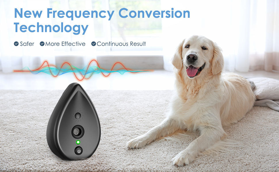 Gold Ultrasonic Anti-Barking Device - Automatic Dog Bark Control & Training Aid | Rechargeable, 3 Modes, 50ft Range