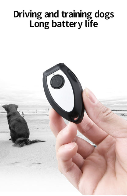 Black Portable Ultrasonic Dog Repeller & Trainer - Anti-Barking Device with LED Flashlight, USB-C Rechargeable