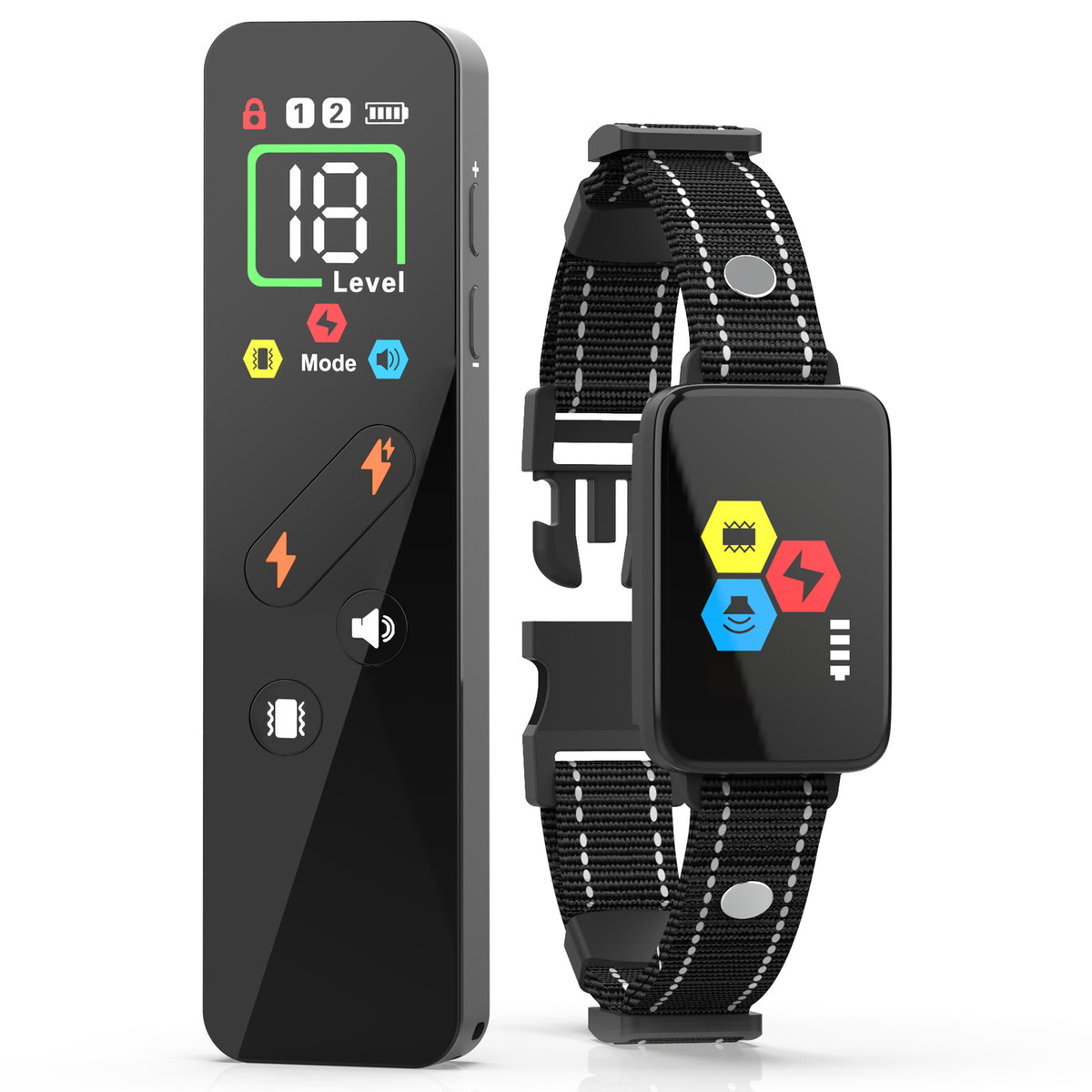 Black Rechargeable Remote Dog Training Collar - Waterproof E-Collar with Beep, Vibration & Shock Modes
