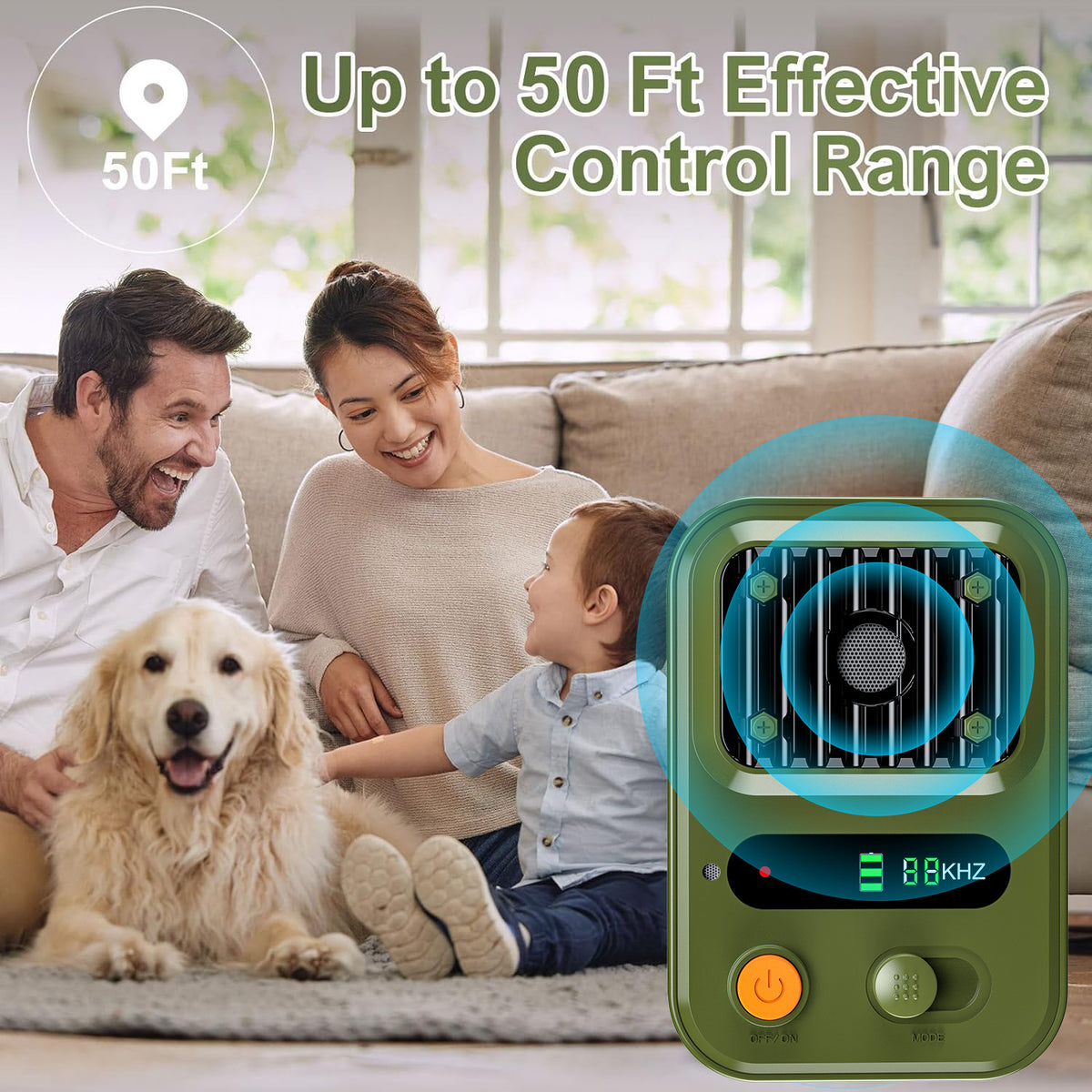 Black USB Rechargeable Color Screen Ultrasonic Dog Repeller - High-Power Anti-Bark Device, 9.2x5.6x13cm, 180g
