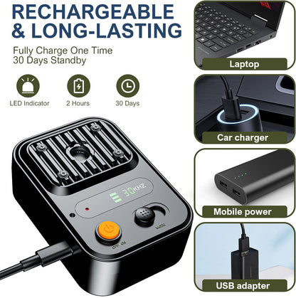 Green USB Rechargeable Color Screen Ultrasonic Dog Repeller - High-Power Anti-Bark Device, 9.2x5.6x13cm, 180g