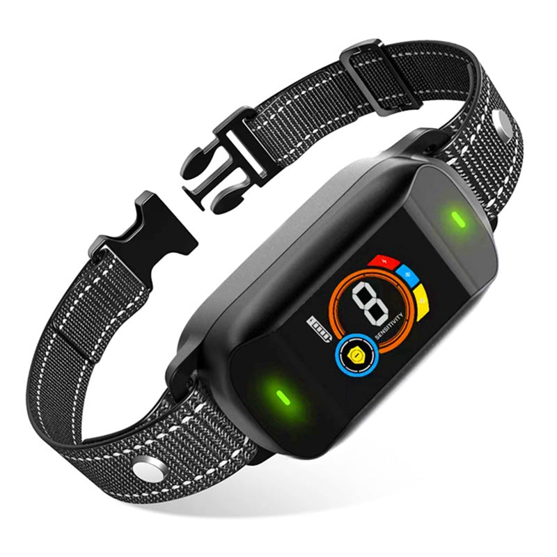 USB Rechargeable Smart Anti-Bark Collar with Color Screen - Waterproof Shock Training Collar