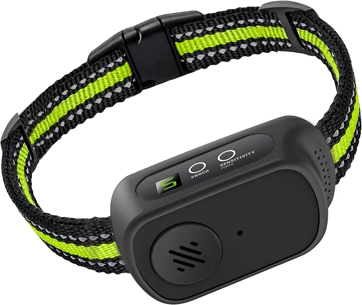 Green Automatic Anti-Bark Collar with Misjudgment Prevention - Low-Power Dog Training Device, 180x100x40mm