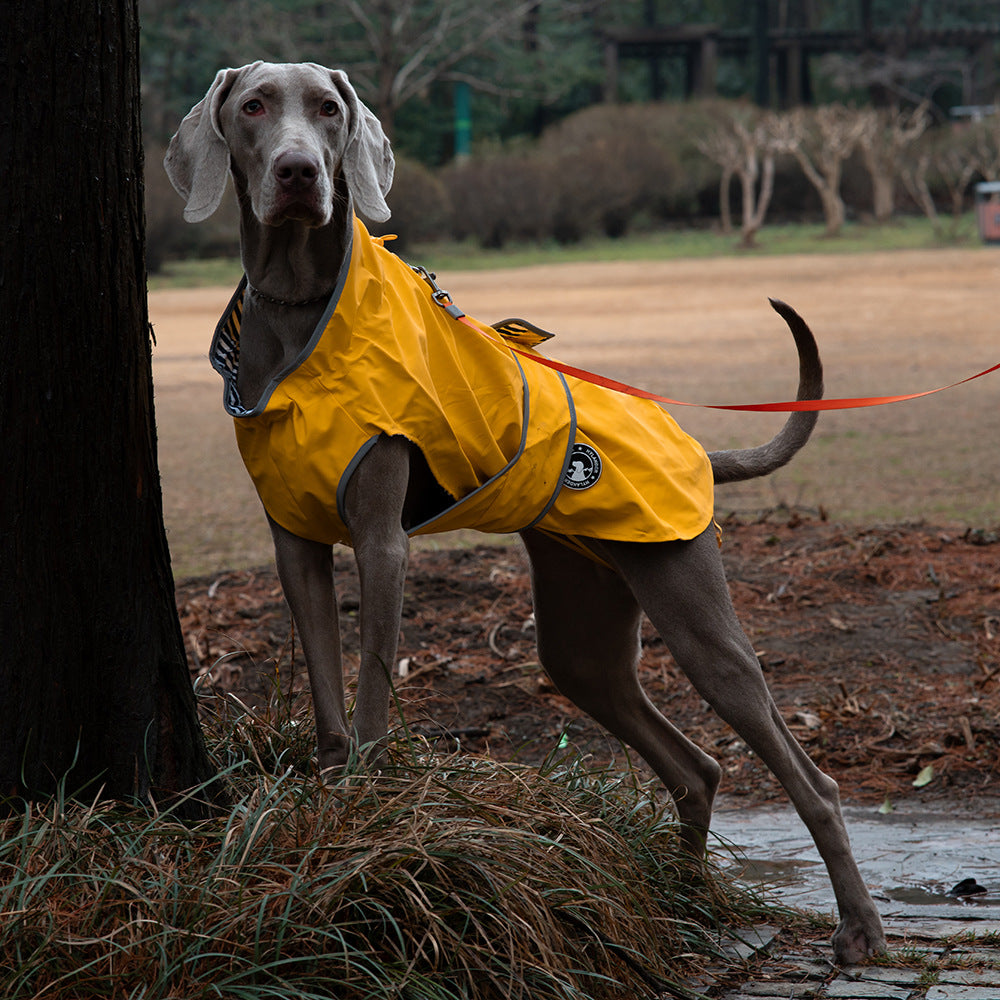 65# Yellow Waterproof Reflective Dog Raincoat for Small to Large Dogs