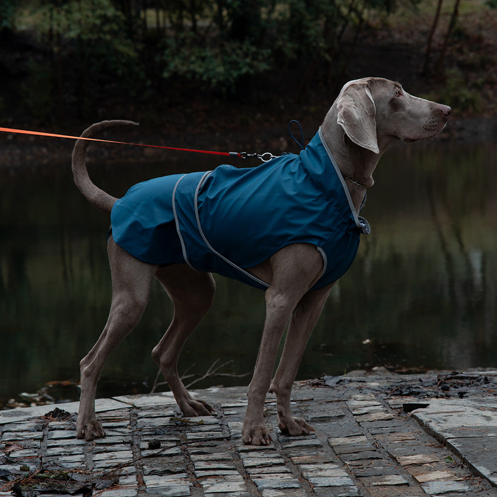 65# Blue Waterproof Reflective Dog Raincoat for Small to Large Dogs