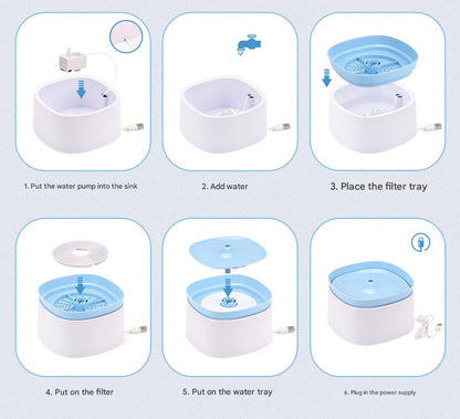 Automatic Pet Water Fountain - USB Powered, Multi-Stage Filtration, Ultra-Quiet, 2L Capacity(Pink)