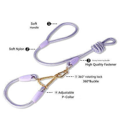 Blue Durable Nylon P-Collar Dog Training Set - Heavy Duty Leash & Martingale Collar (Size : XL)