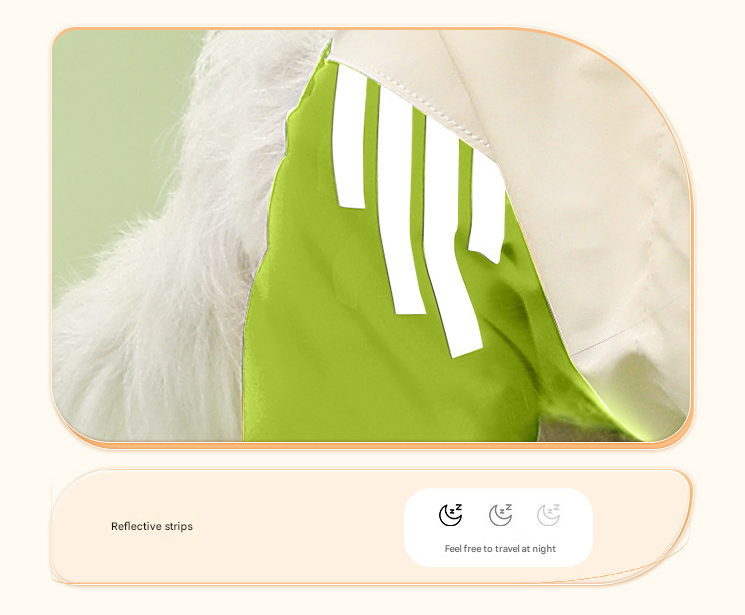 Colorblock (Beige blue) Dog Raincoat - Waterproof with Hood and Reflective Strips (Size S)