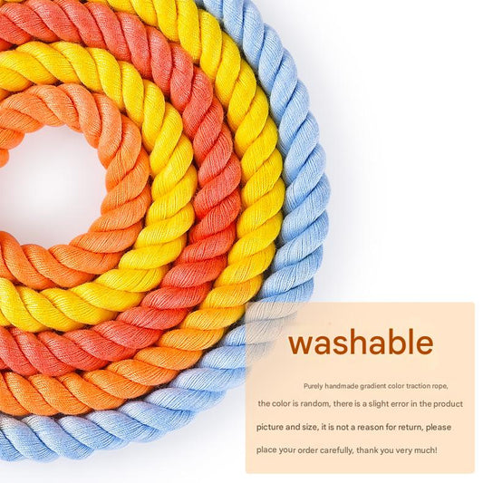 Handmade Rope Dog Collar and Leash Set - Colorful Woven Cotton Cotton (Pink purple - Size XL)